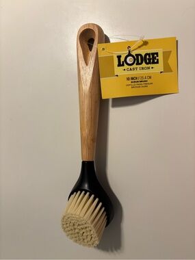Lodge Cast Iron 10" Scrub Brush - Natural Wood & Cream Bristles